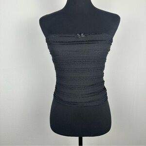 Faded Rose Black Ruffle Lace Tube Top Sz Small Stretch Sleeveless Dainty Summer